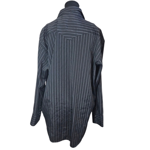 Panhandle Slim Black With Silver Threads And Pearl Snap Buttons Shirt Size XL - Picture 5 of 9